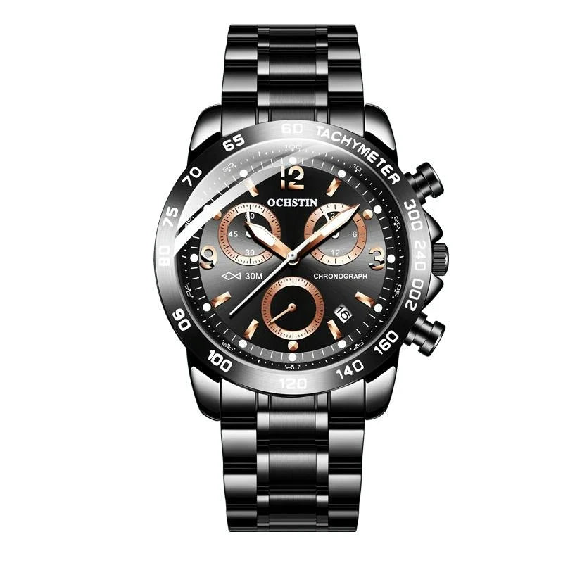 Waterproof Luminous Men Watch with Steel Strap - Silver
