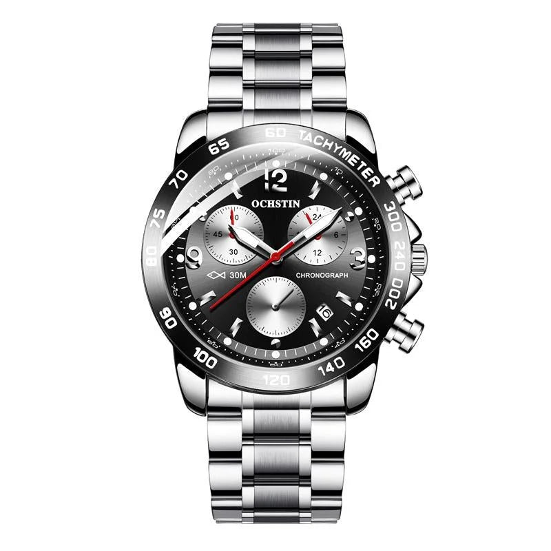 Waterproof Luminous Men Watch with Steel Strap - Silver