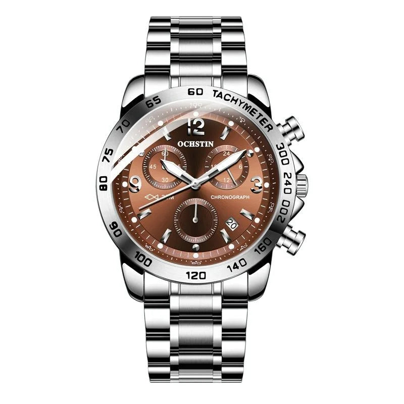 Waterproof Luminous Men Watch with Steel Strap - Silver