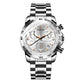 Waterproof Luminous Men Watch with Steel Strap - Silver