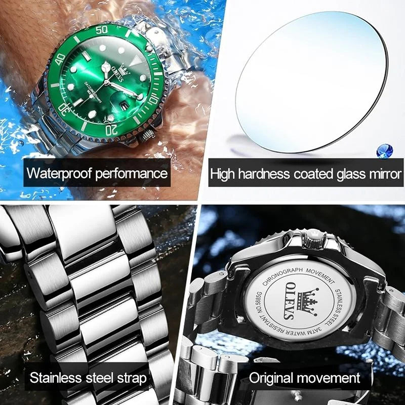 Waterproof Luminous Quartz Watch for Men - Black