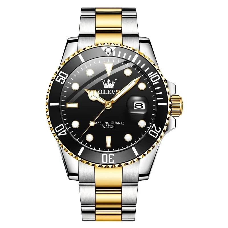 Waterproof Luminous Quartz Watch for Men - Black