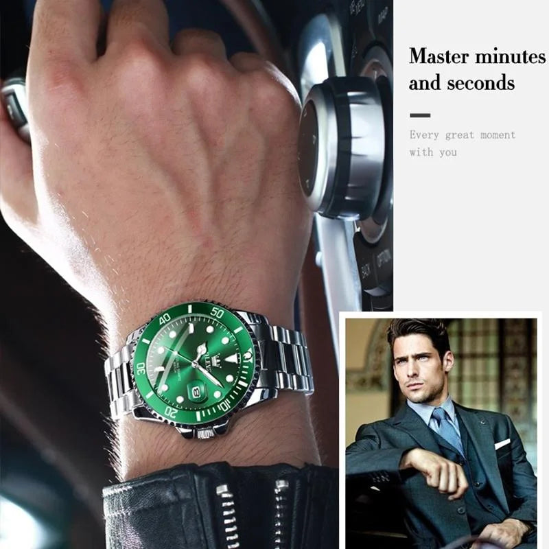 Waterproof Luminous Quartz Watch for Men - Black