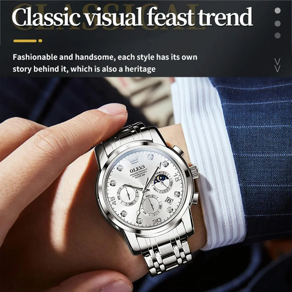 Waterproof Luminous Quartz Watch for Men - Multifunctional