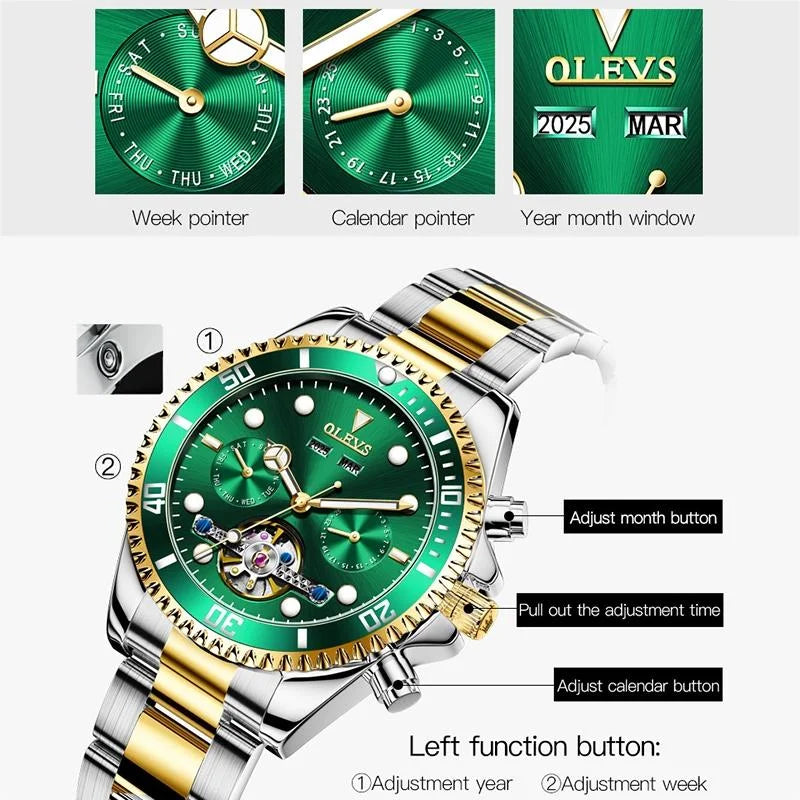 Waterproof Mechanical Watch for Men - Multifunctional