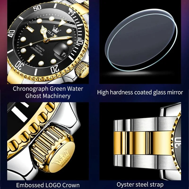 Waterproof Mechanical Watch for Men with Luminous Dial