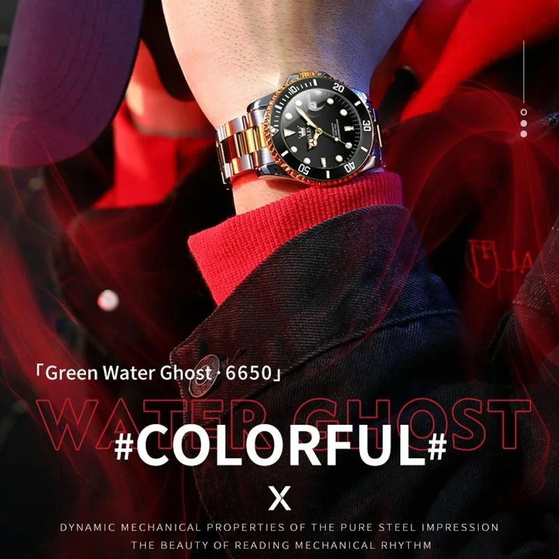 Waterproof Mechanical Watch for Men with Luminous Dial