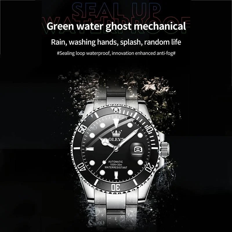 Waterproof Mechanical Watch for Men with Luminous Dial