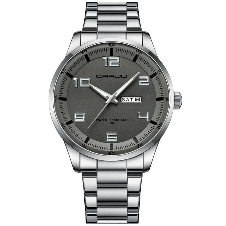 Waterproof Men Business Watch with Calendar and Steel Strap