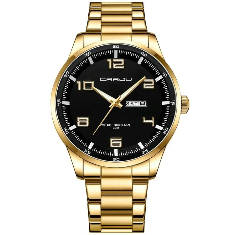 Waterproof Men Business Watch with Calendar and Steel Strap