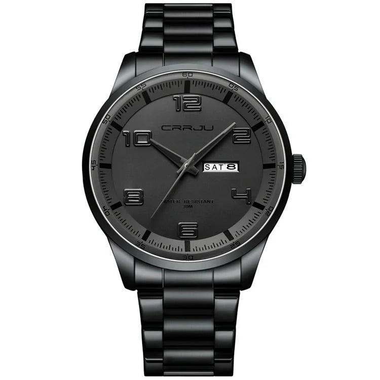 Waterproof Men Business Watch with Calendar and Steel Strap