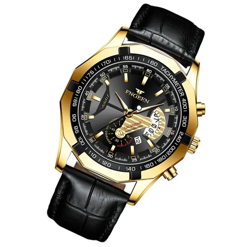 Waterproof Men Calendar Watch - Full Gold Gold Surface