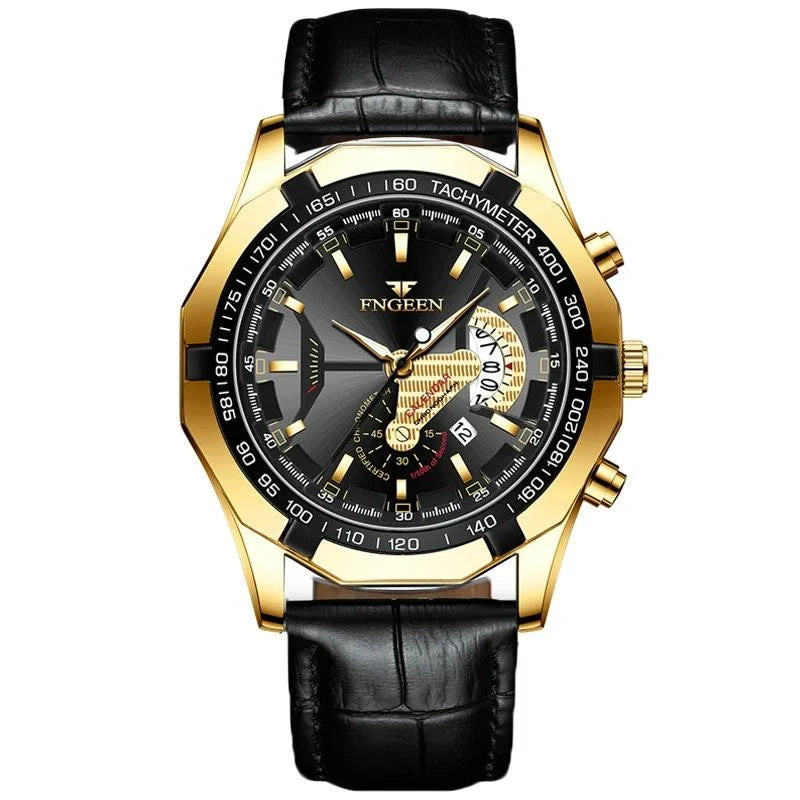 Waterproof Men Calendar Watch - White Steel Blue Surface