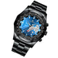 Waterproof Men Calendar Watch - White Steel Blue Surface