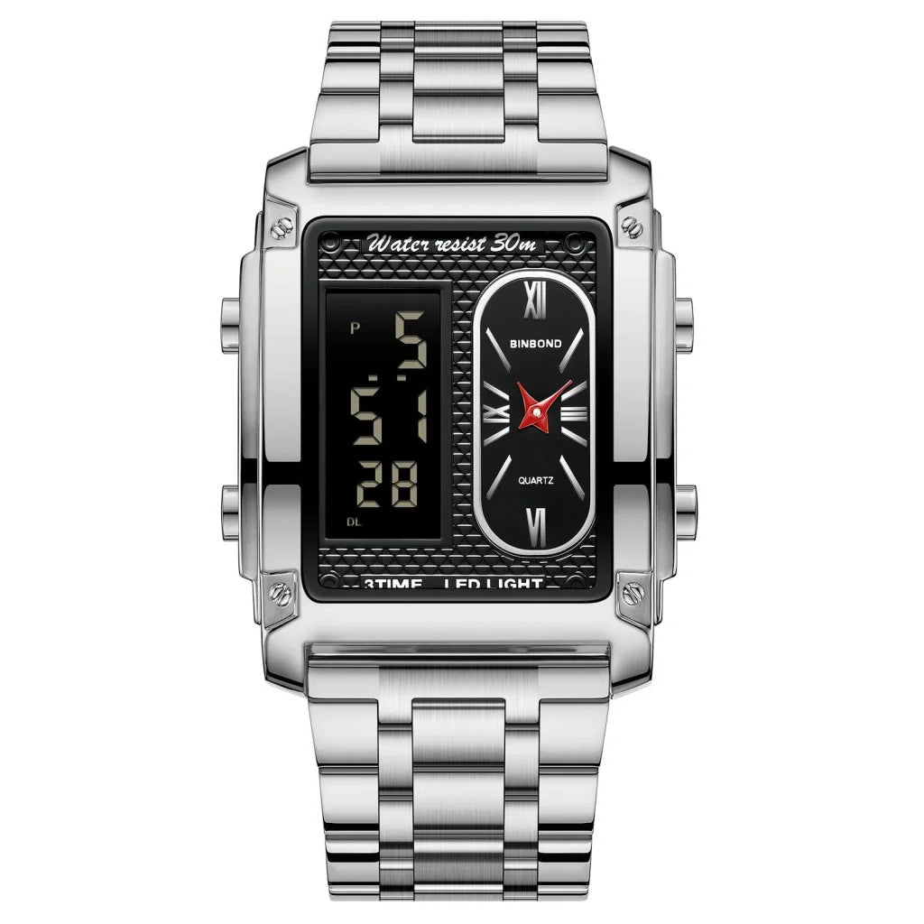Waterproof Men Led Quartz Watch - Multifunctional Luminous