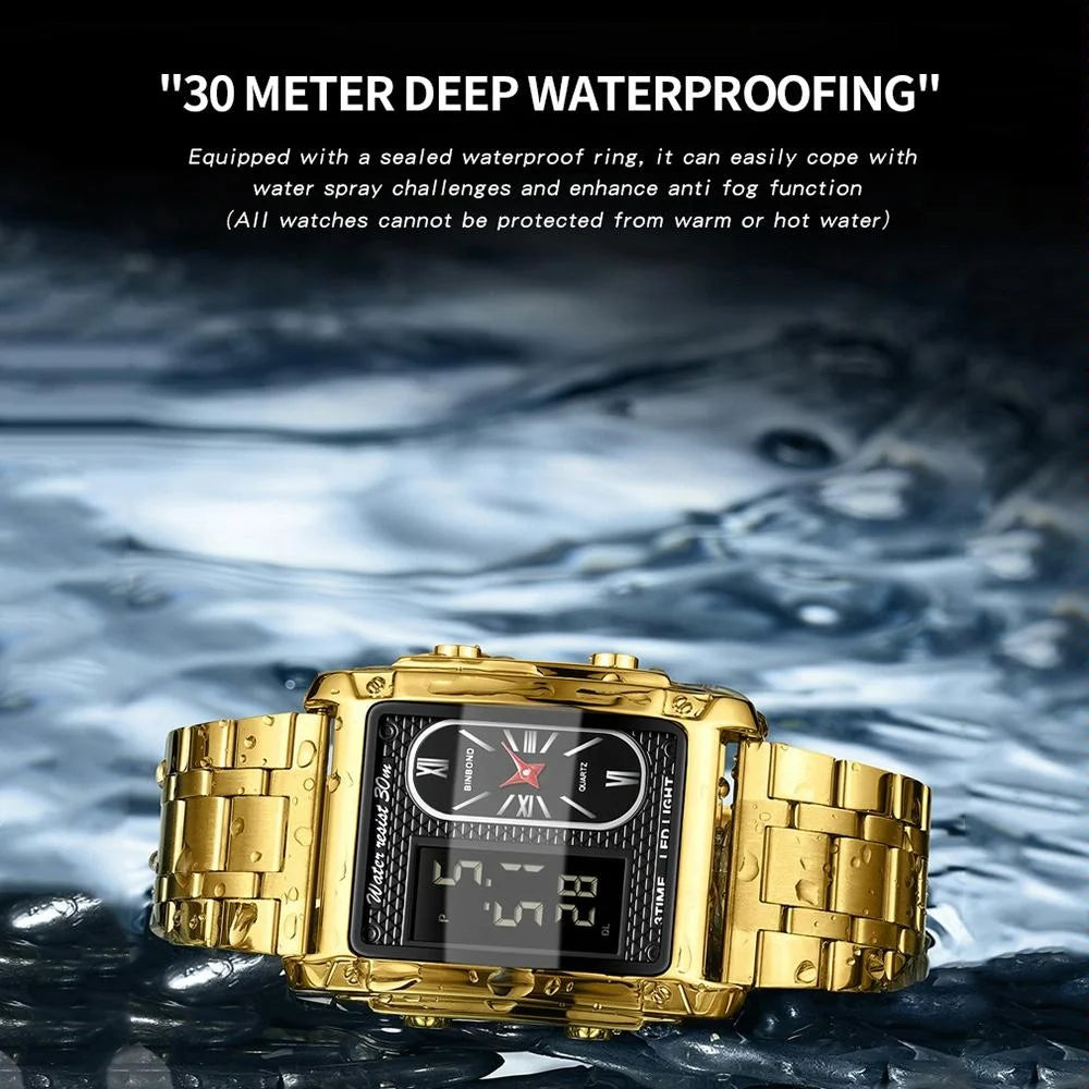 Waterproof Men Led Quartz Watch - Multifunctional Luminous