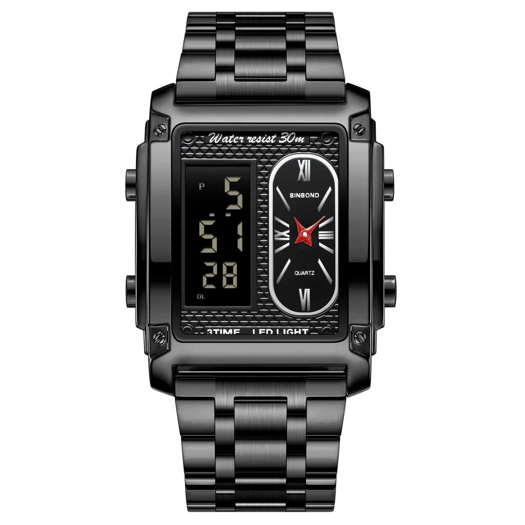 Waterproof Men Led Quartz Watch - Multifunctional Luminous