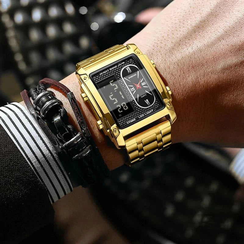 Waterproof Men Led Quartz Watch - Multifunctional Luminous