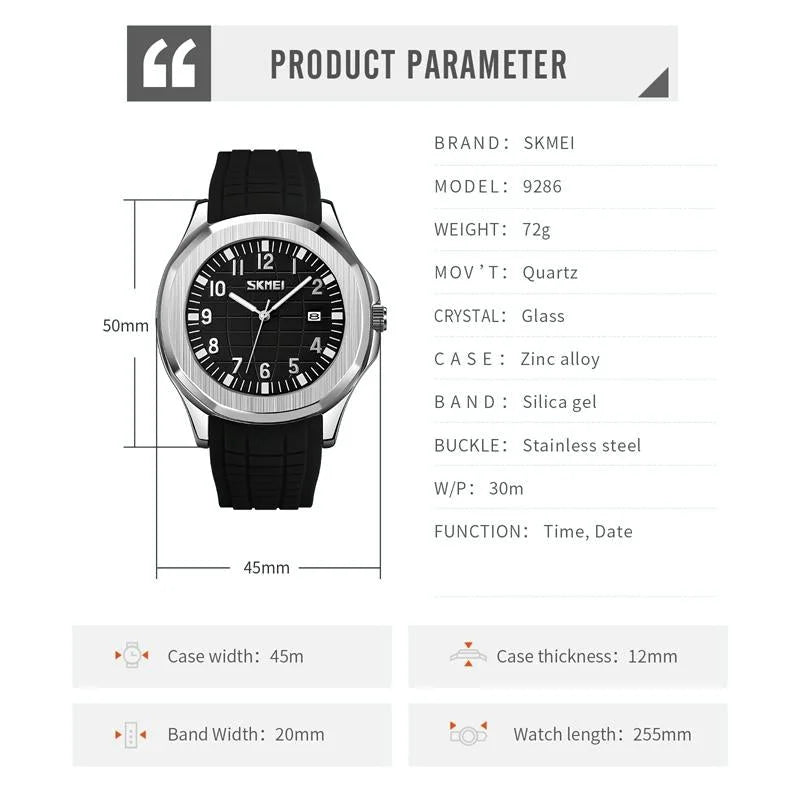 Waterproof Men Multifunctional Outdoor Watch - Black Belt