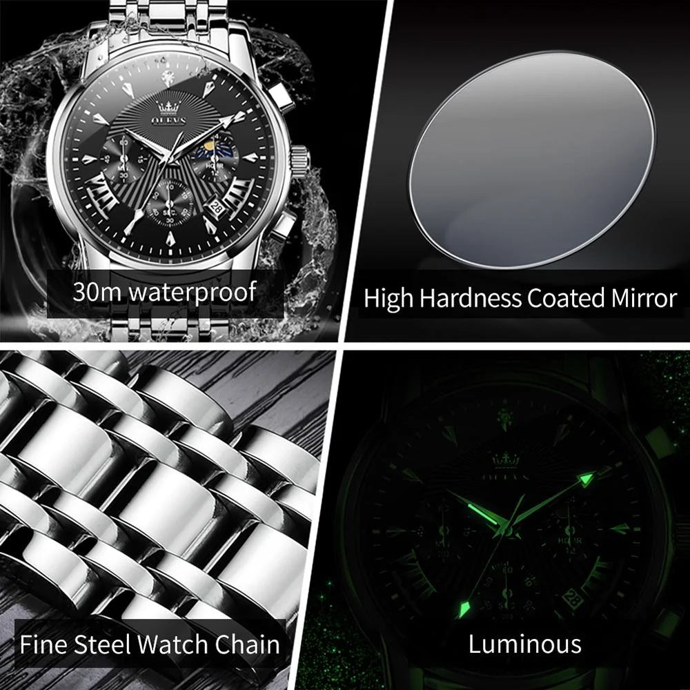 Waterproof Men Quartz Watch - Multifunctional Business