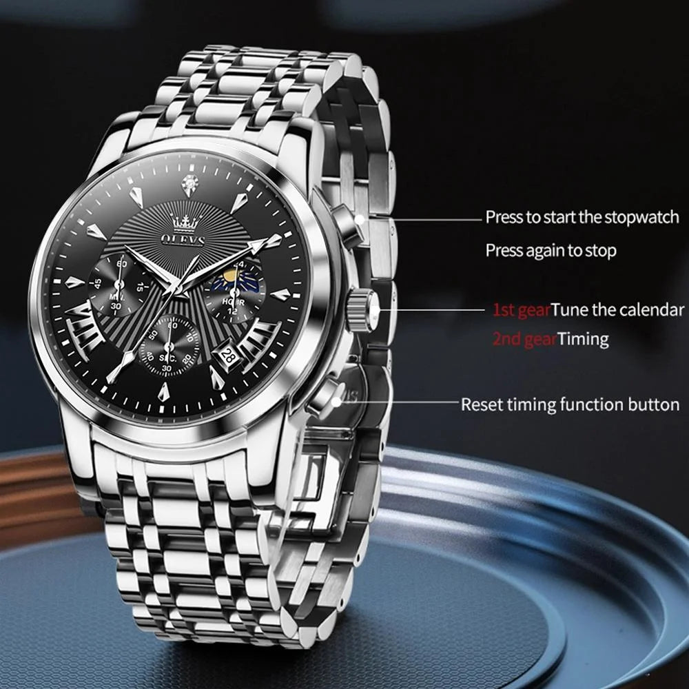 Waterproof Men Quartz Watch - Multifunctional Business