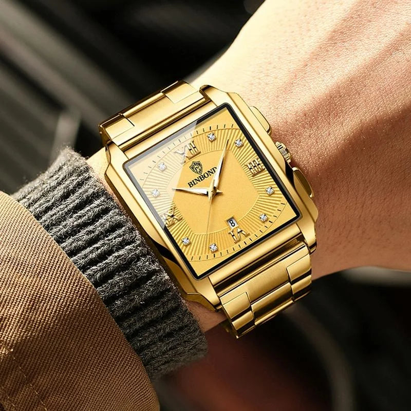 Waterproof Men Quartz Watch - Rectangular Outdoor Design