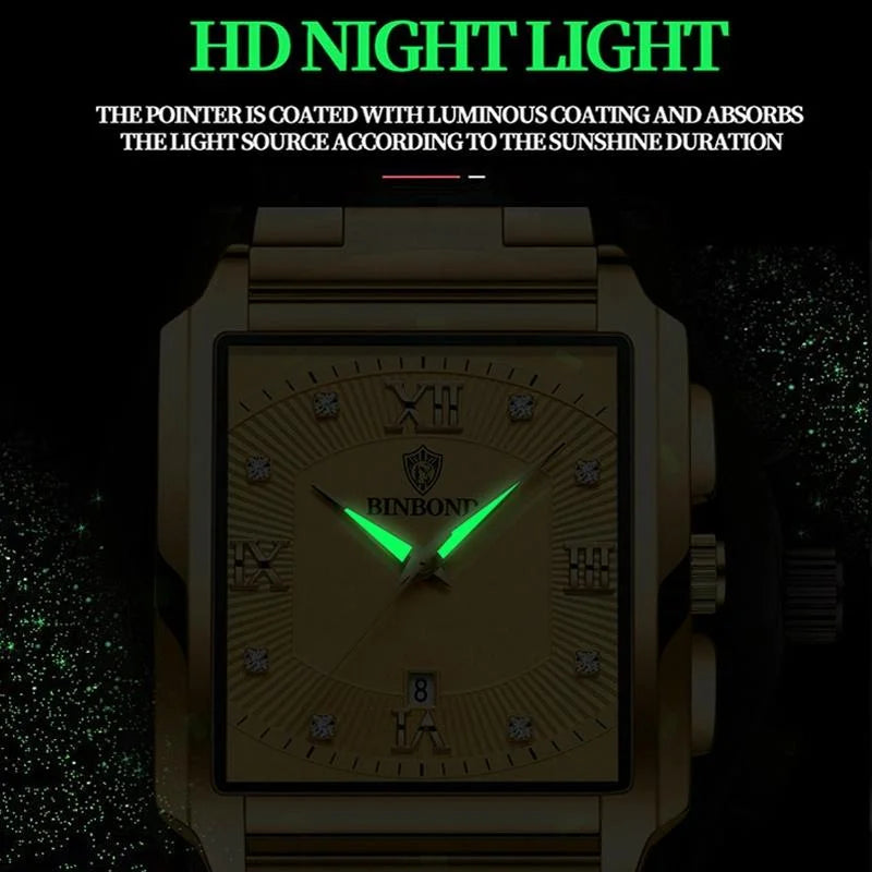 Waterproof Men Quartz Watch - Rectangular Outdoor Design