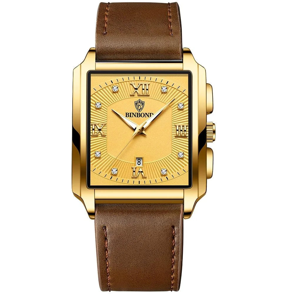 Waterproof Men Quartz Watch - Rectangular Outdoor Design