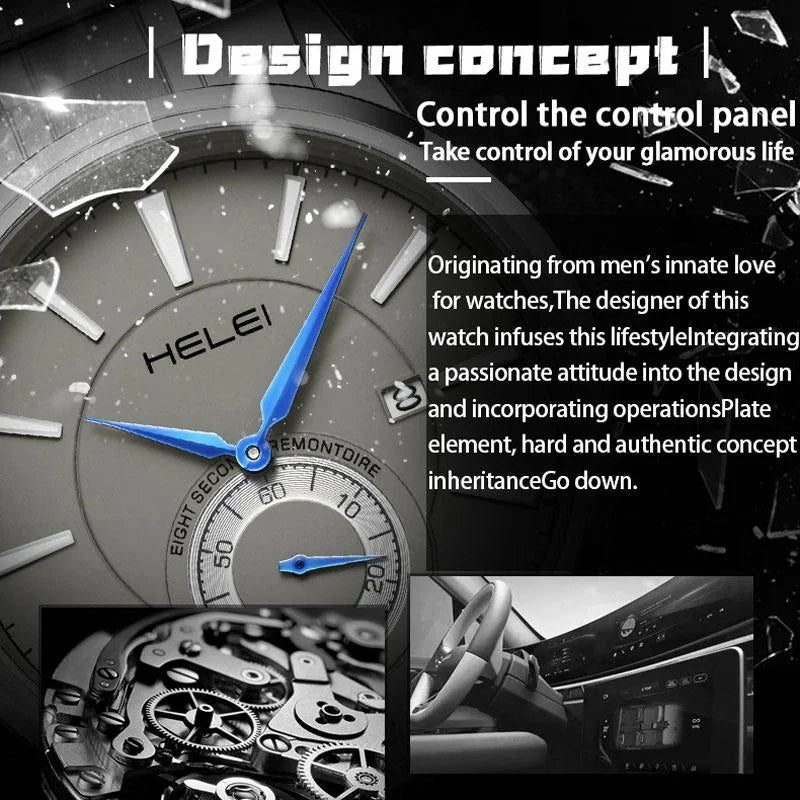 Waterproof Men Quartz Watch with Night Light - H9009b-g
