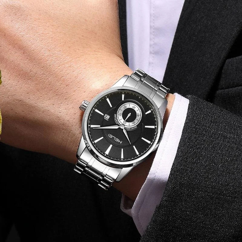 Waterproof Men Quartz Watch with Night Light - H9009b-g
