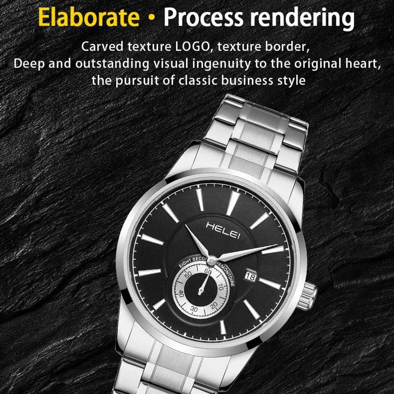 Waterproof Men Quartz Watch with Night Light - H9009b-g