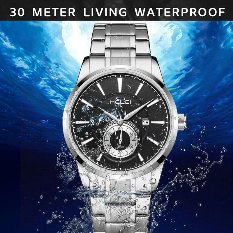 Waterproof Men Quartz Watch with Night Light - H9009b-g