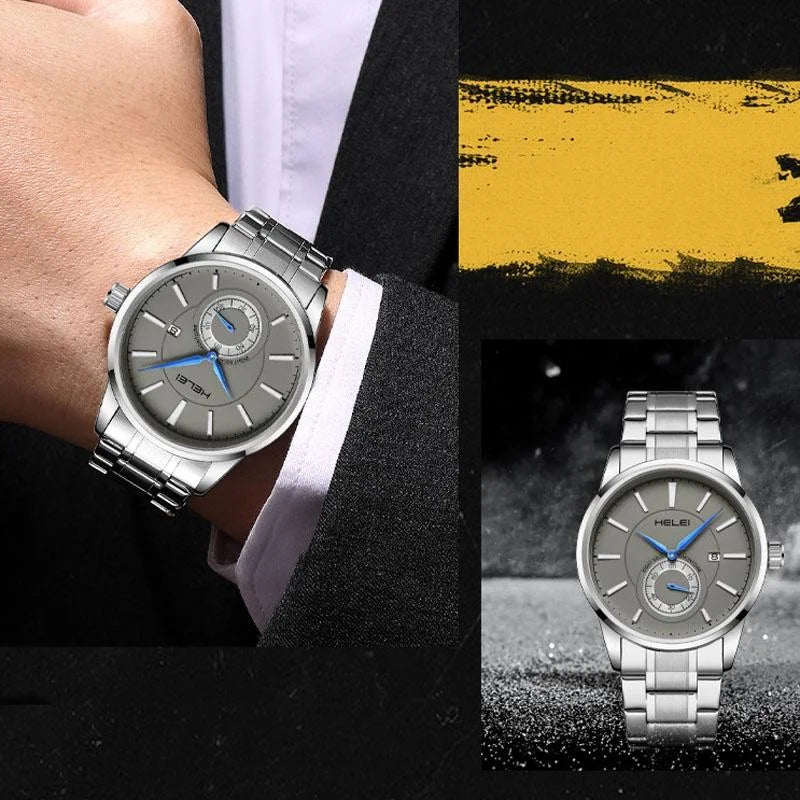 Waterproof Men Quartz Watch with Night Light - H9009b-g