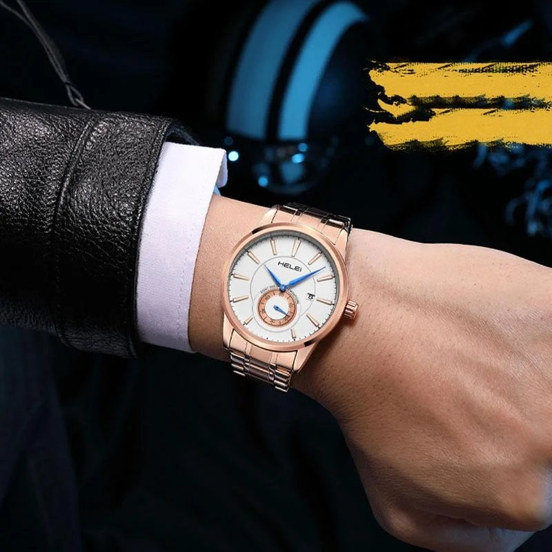 Waterproof Men Quartz Watch with Night Light - H9009b-g