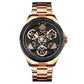 Waterproof Men Quartz Watch with Rotatable Gear Dial - Rose