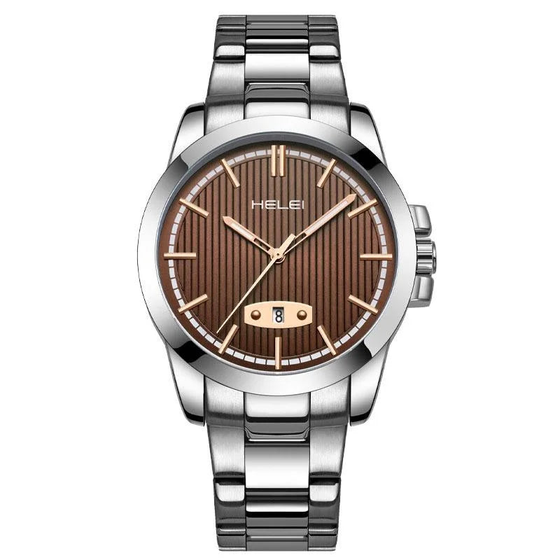 Waterproof Men Quartz Watch with Stainless Steel Band