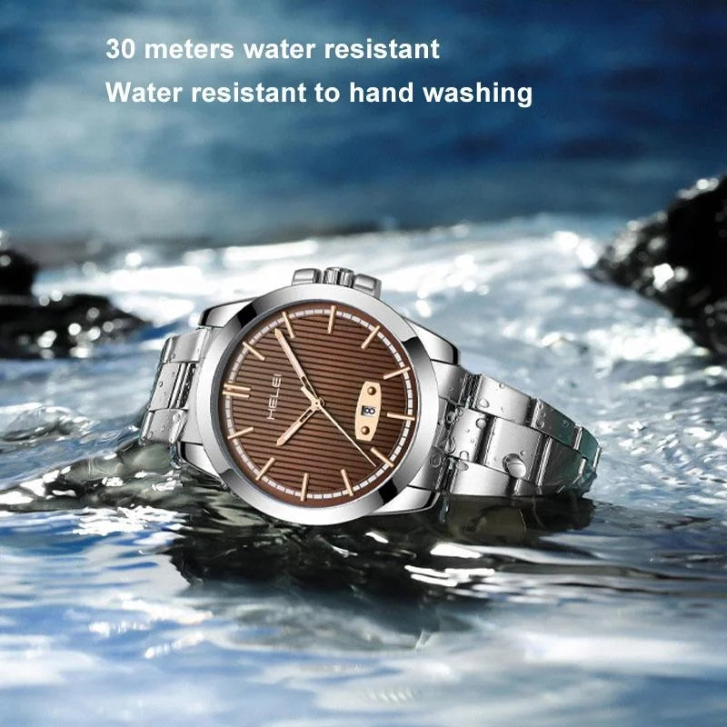 Waterproof Men Quartz Watch with Stainless Steel Band