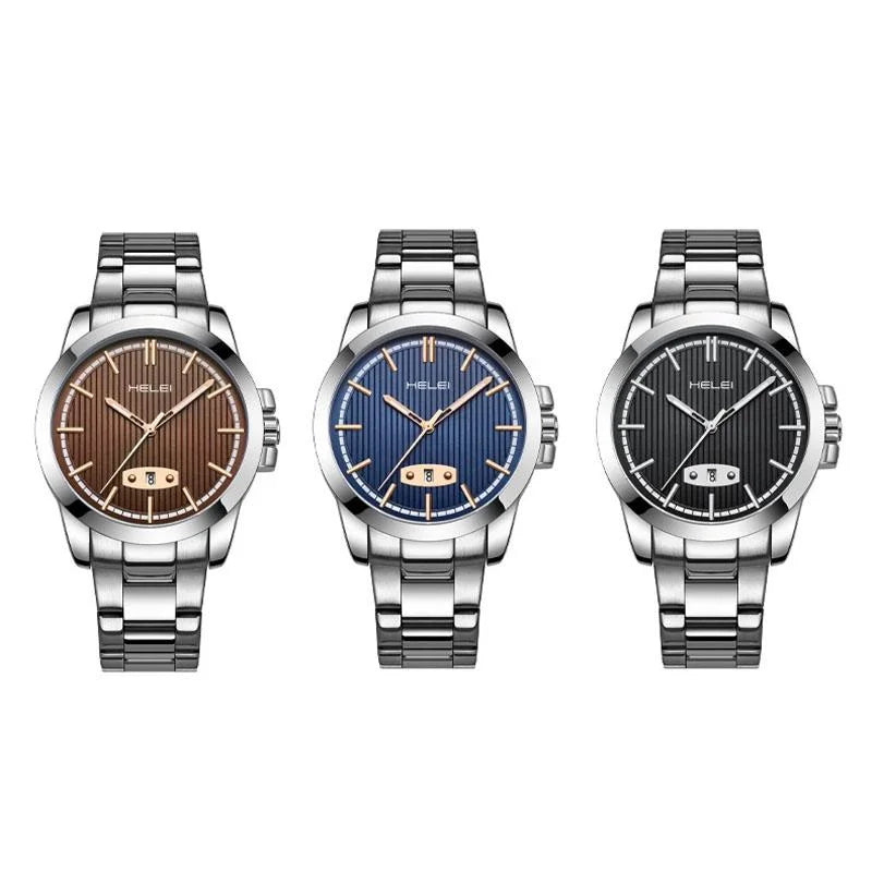 Waterproof Men Quartz Watch with Stainless Steel Band