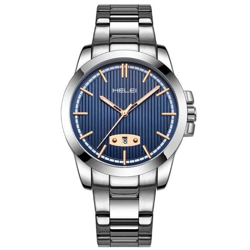 Waterproof Men Quartz Watch with Stainless Steel Band