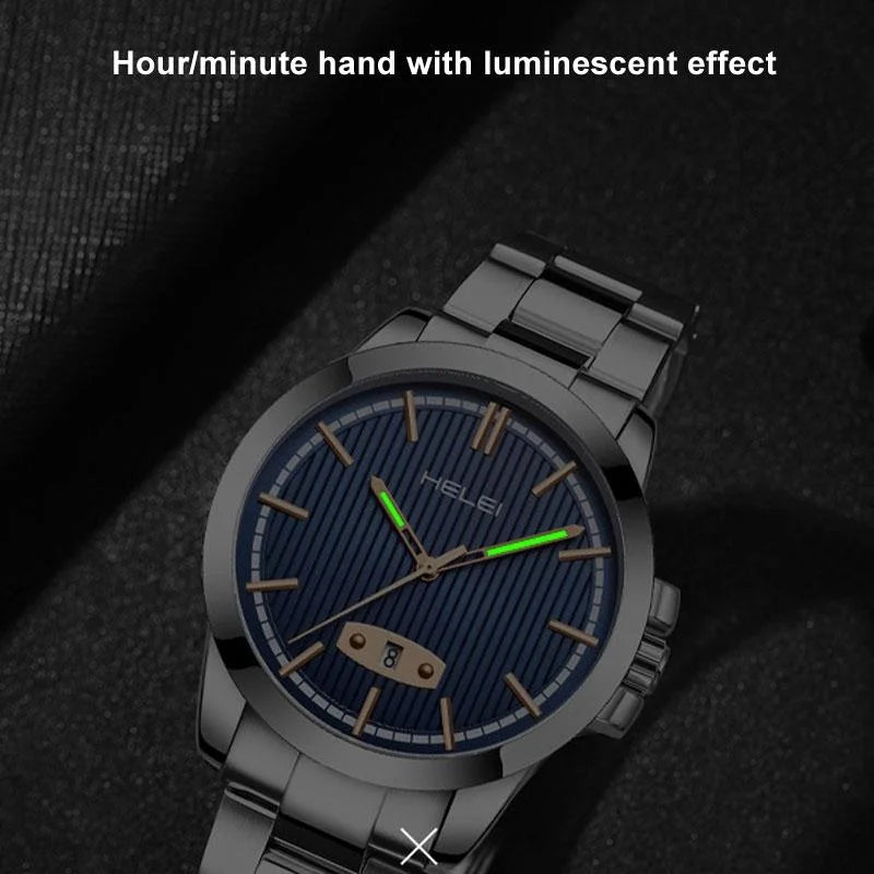Waterproof Men Quartz Watch with Stainless Steel Band