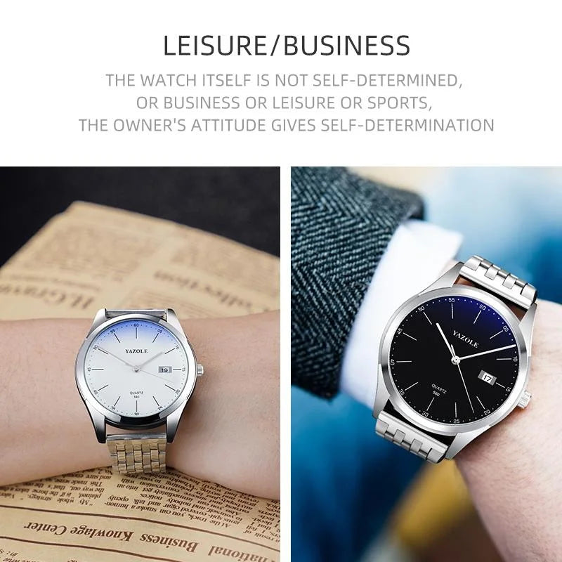 Waterproof Men Watch - Stainless Steel Band Quartz Movement