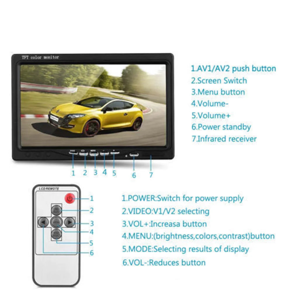 Waterproof Monitor 7’’ Reversing Kit for Truck HomeMyGarden