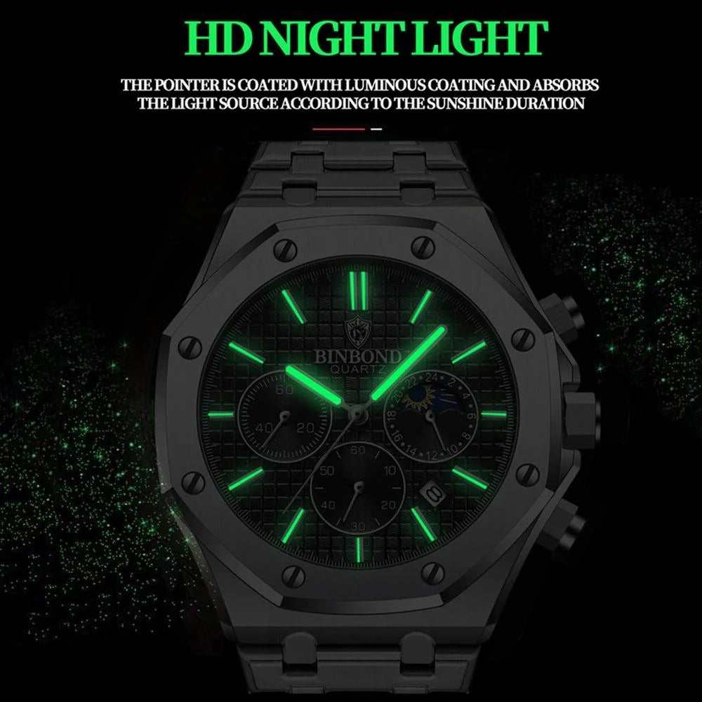 Waterproof Multifunctional Business Watch - Luminous Quartz