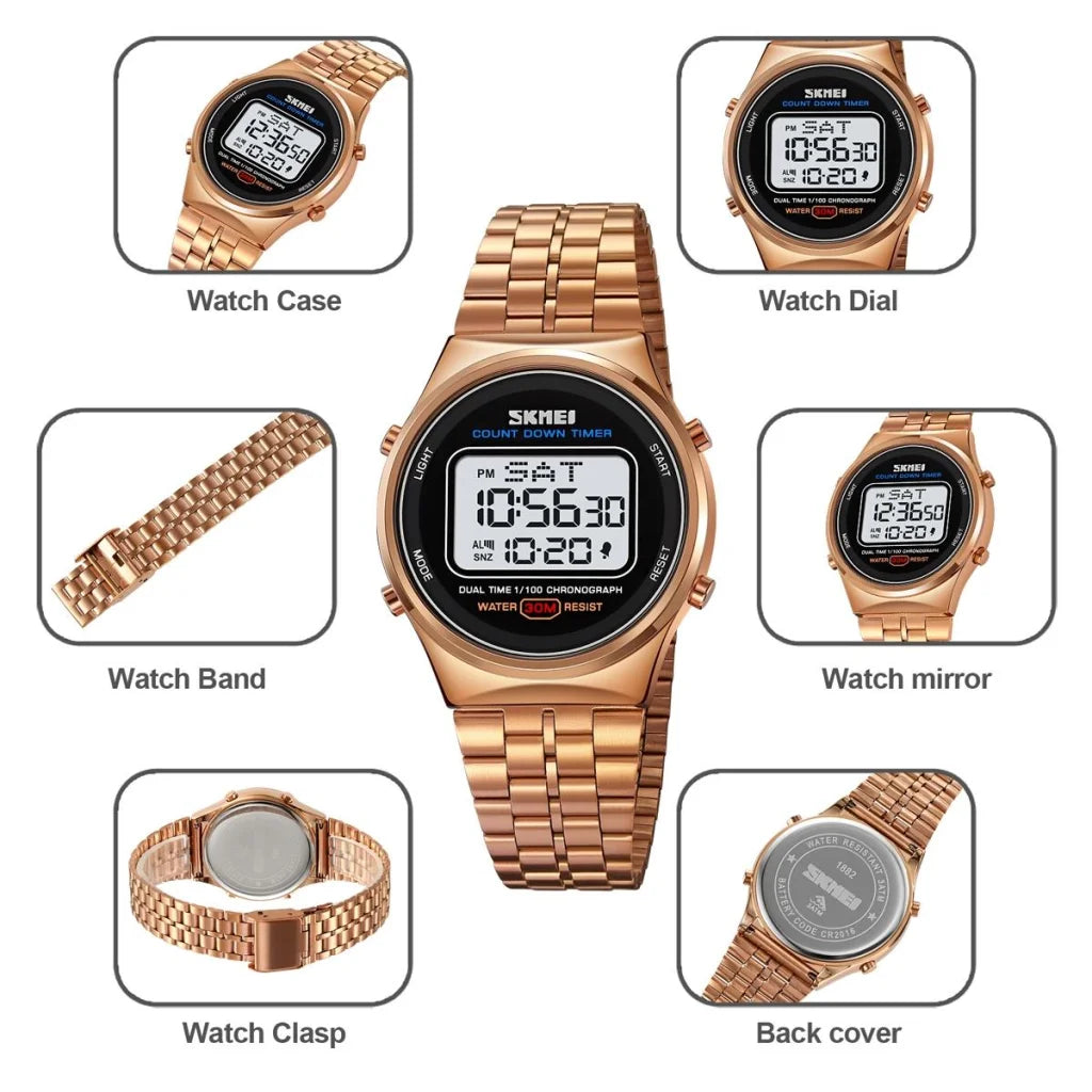 Waterproof Multifunctional Men Digital Watch - Luminous