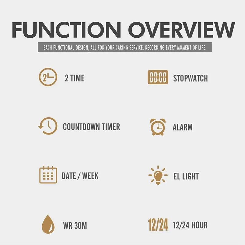 Waterproof Multifunctional Men Digital Watch - Luminous