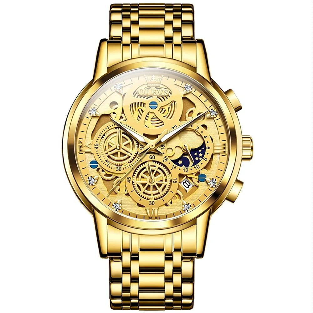Waterproof Multifunctional Men Quartz Watch - Hollow Design