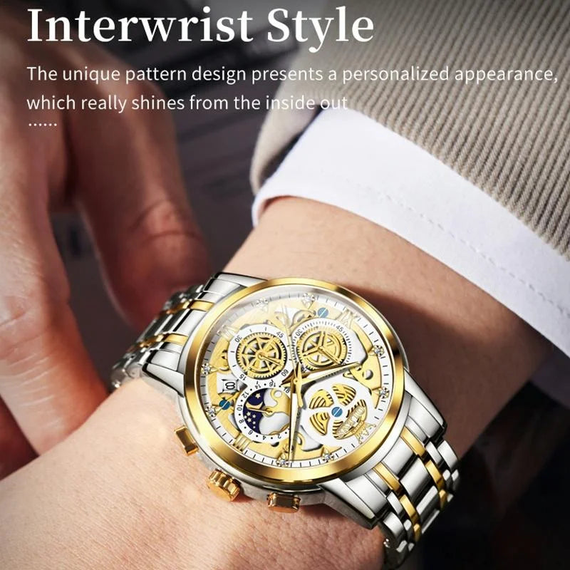 Waterproof Multifunctional Men Quartz Watch - Hollow Design
