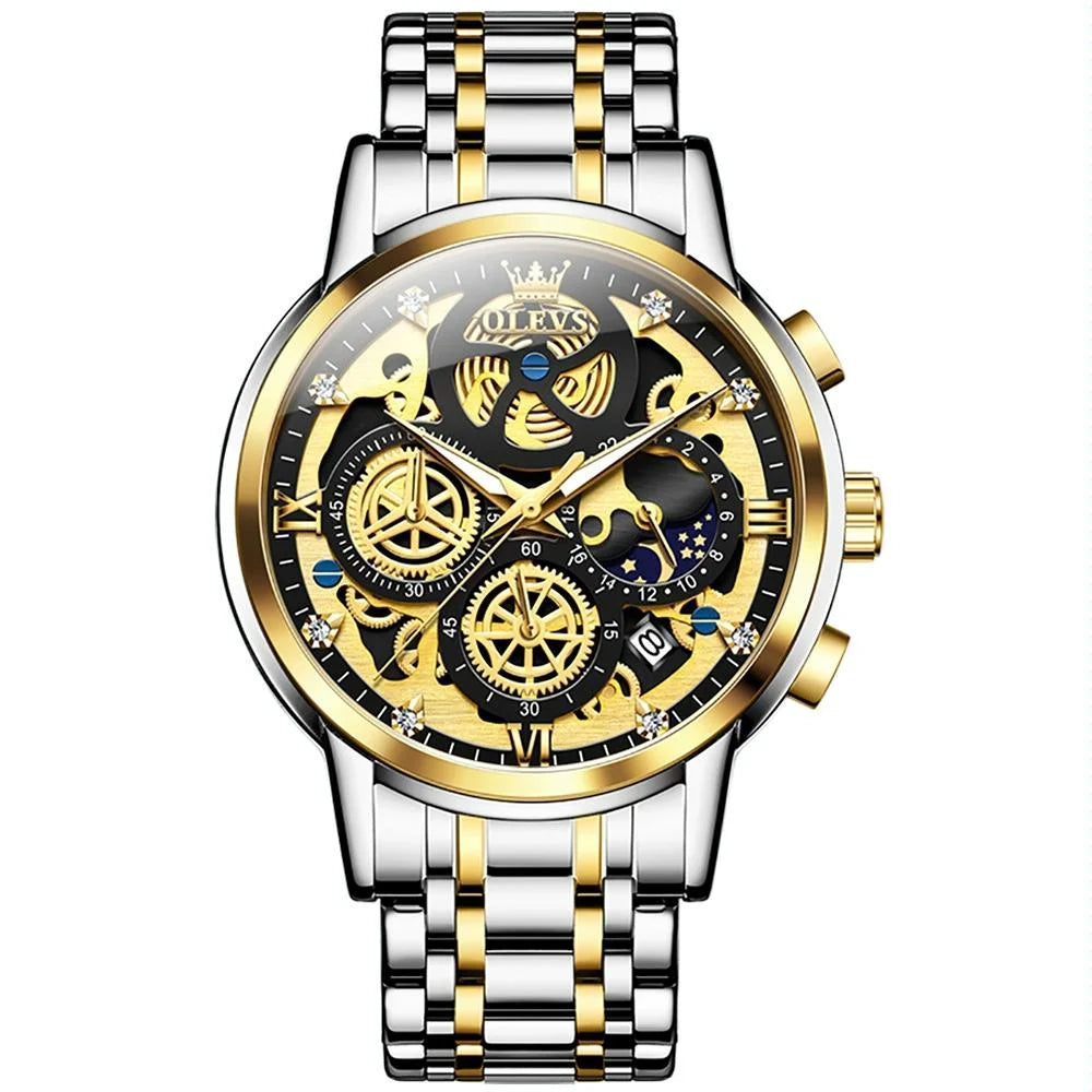 Waterproof Multifunctional Men Quartz Watch - Hollow Design