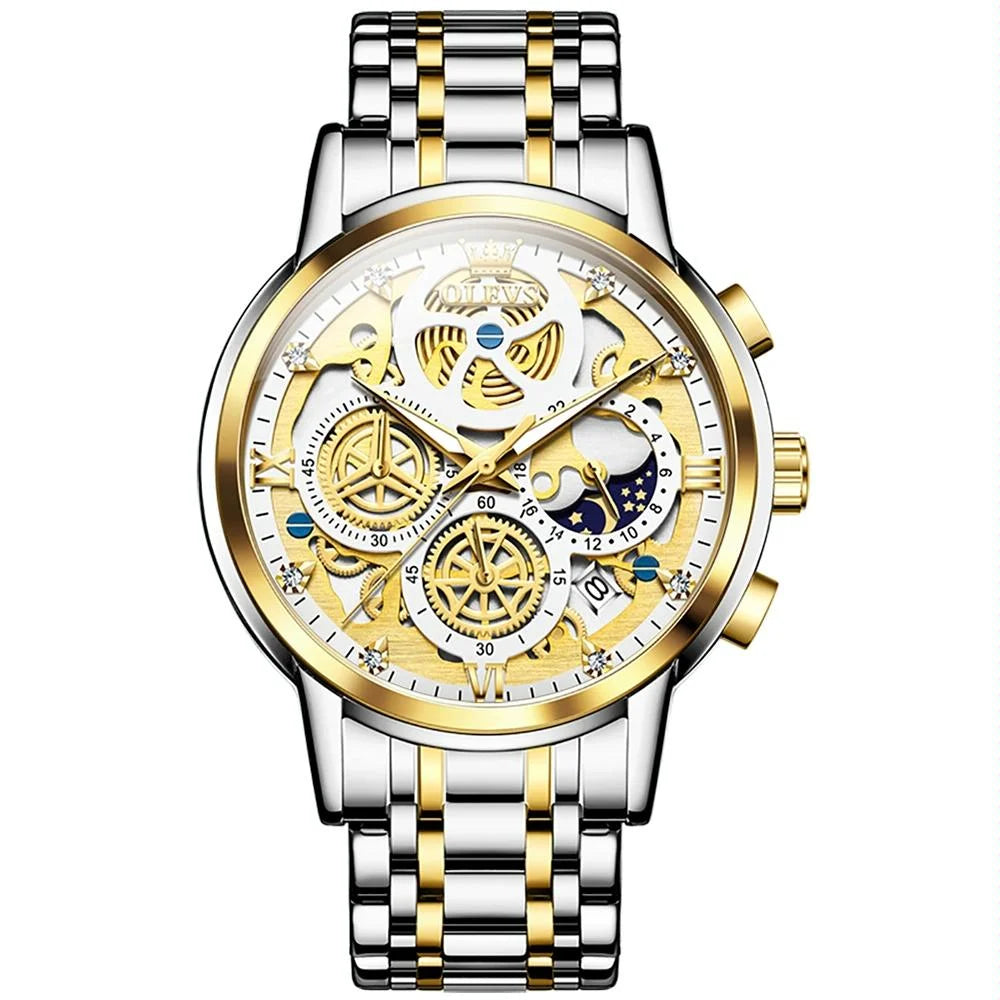Waterproof Multifunctional Men Quartz Watch - Hollow Design