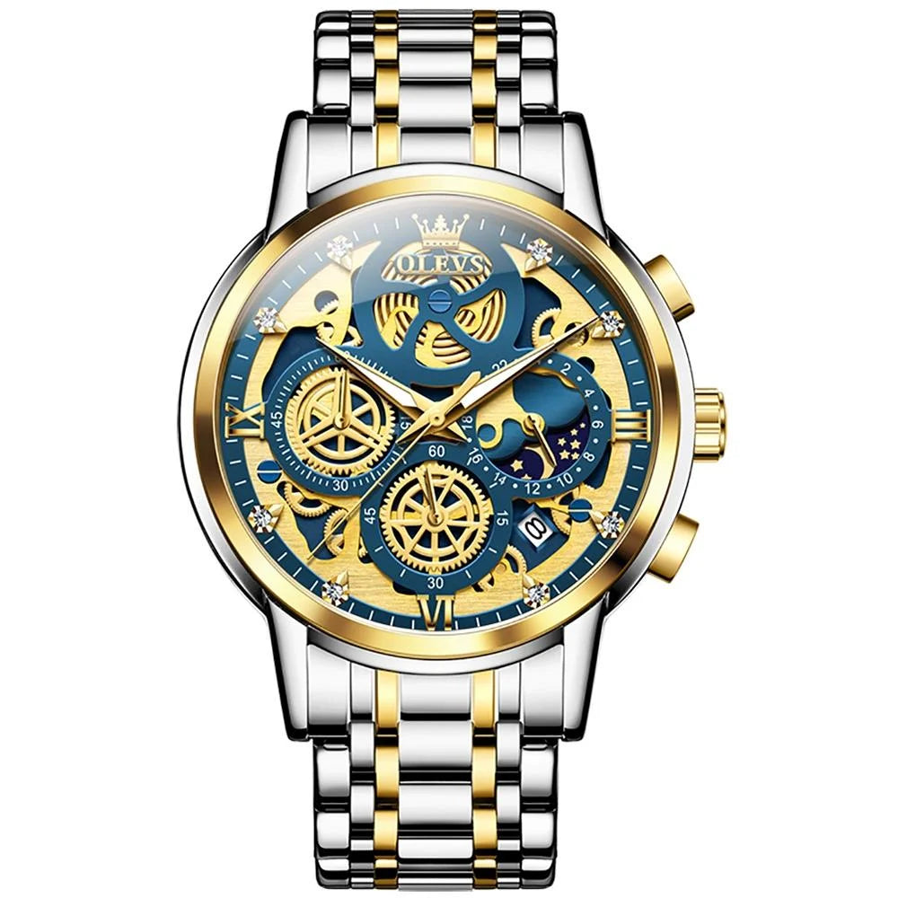 Waterproof Multifunctional Men Quartz Watch - Hollow Design